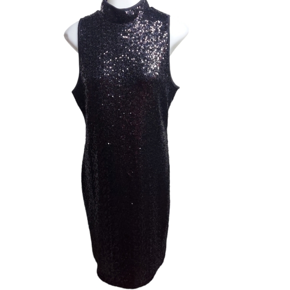 18☆Kensie Black Shimmer Sleeveless Sequin Cocktail Party Date Dress - Picture 8 of 13